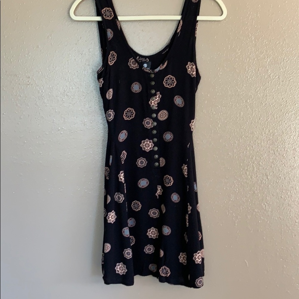 Black mini dress with buttons down the front